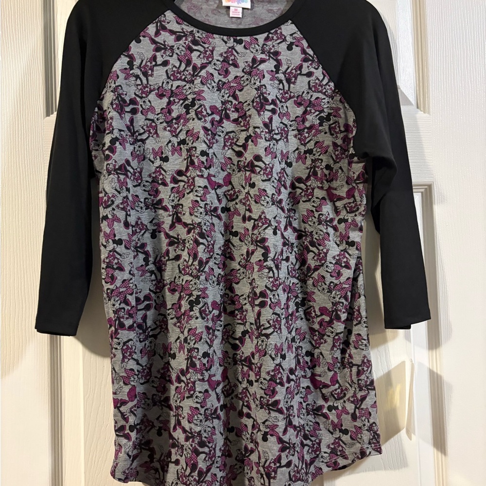 LuLaRoe Disney Black and Purple Minnie Long Sleeve Tee